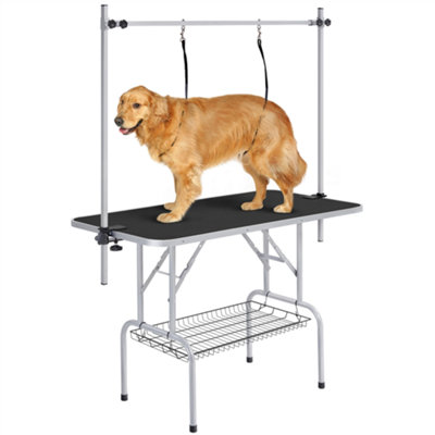 Yaheetech Black Pet Grooming Table w/Noose Tools Storage Rack
