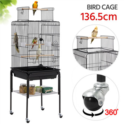 Yaheetech Black Play Top Metal Bird Cage w/ Detachable Rolling Stand - 4