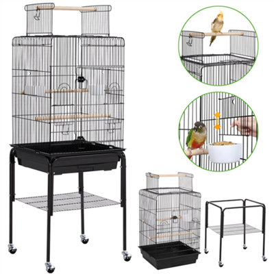 Yaheetech Black Play Top Metal Bird Cage w/ Detachable Rolling Stand - 5