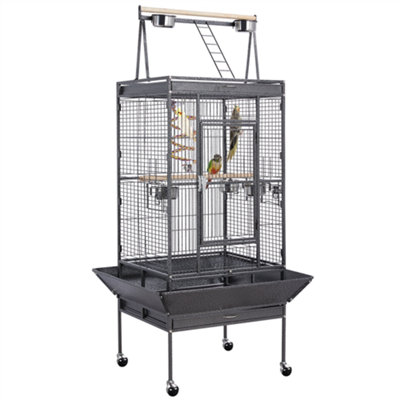 Picture Idea: Yaheetech Black Play Top Metal Rolling Bird Cage W Industrial