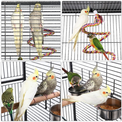 Yaheetech Black Play Top Metal Rolling Bird Cage w/ Industrial Wheels - 5