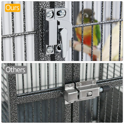 Yaheetech Black Play Top Metal Rolling Bird Cage w/ Industrial Wheels - 8