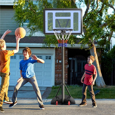 Yaheetech Black Portable Basketball Hoop with Wheels