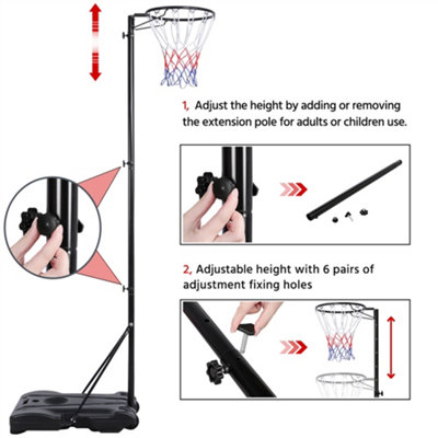 Yaheetech Black Portable Netball Hoop with Wheels - 6
