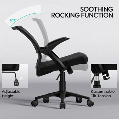 YAHEETECH BLACK RECLINING HEIGHT ADJUSTABLE MESH OFFICE CHAIR WITH