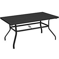 Yaheetech Black Rectangle Patio Outdoor Dining Bistro Table with Umbrella Hole