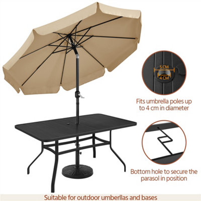 Yaheetech Black Rectangle Patio Outdoor Dining Bistro Table with Umbrella Hole - 5