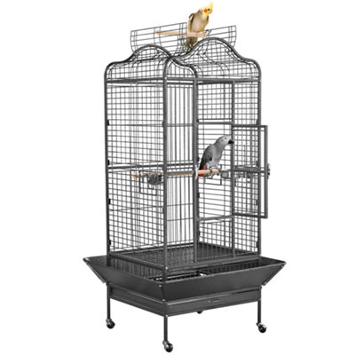 Yaheetech Black Rolling Black Bird Cage with Open Playtop Large