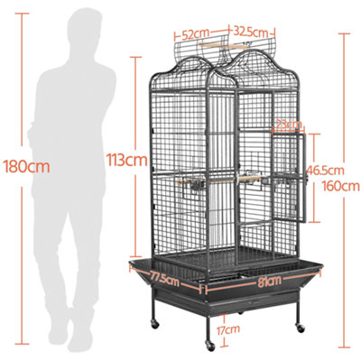 Yaheetech Black Rolling Black Bird Cage with Open Playtop Large - 3