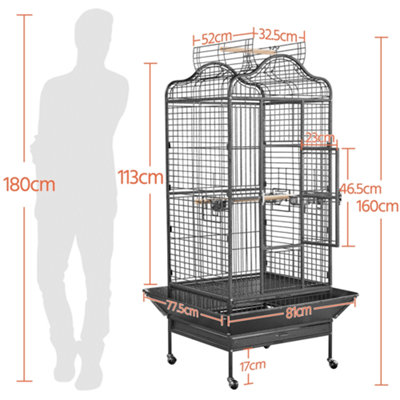 Yaheetech Black Rolling Black Bird Cage with Open Playtop Large