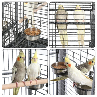 Yaheetech Black Rolling Black Bird Cage with Open Playtop Large - 4