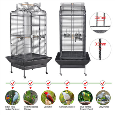 Yaheetech Black Rolling Black Bird Cage with Open Playtop Large - 6