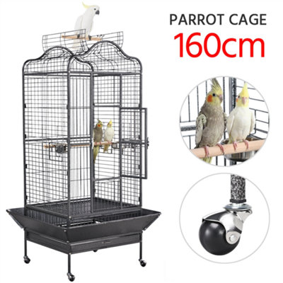 Yaheetech Black Rolling Black Bird Cage with Open Playtop Large - 7