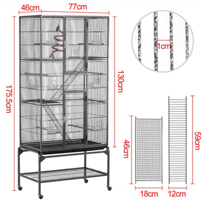 Yaheetech Black Rolling Metal Bird Cage with Detachable Stand Large - 3