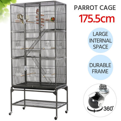 Yaheetech Black Rolling Metal Bird Cage with Detachable Stand Large - 4