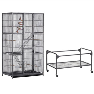 Yaheetech Black Rolling Metal Bird Cage with Detachable Stand Large - 8