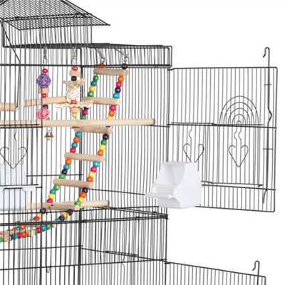 Yaheetech Black Rolling Metal Bird Cage with Detachable Stand - 8