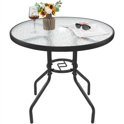 Yaheetech Black Round Outdoor Coffee Table with Umbrella Hole - 3