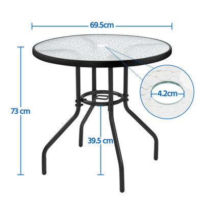 Yaheetech Black Round Outdoor Coffee Table with Umbrella Hole - 4