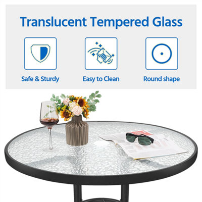 Yaheetech Black Round Outdoor Coffee Table with Umbrella Hole - 5