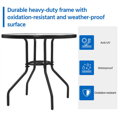 Yaheetech Black Round Outdoor Coffee Table with Umbrella Hole - 6