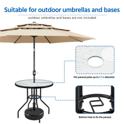 Yaheetech Black Round Outdoor Coffee Table with Umbrella Hole - 7