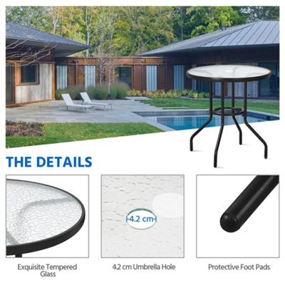 Yaheetech Black Round Outdoor Coffee Table with Umbrella Hole - 1