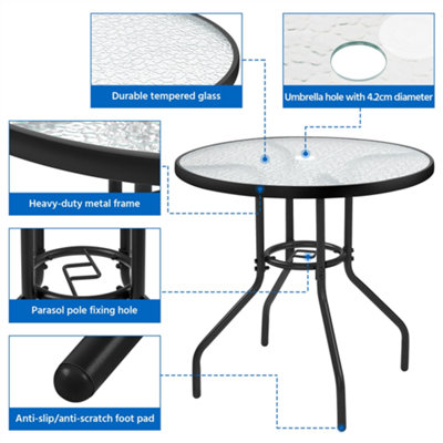 Yaheetech Black Round Outdoor Coffee Table with Umbrella Hole - 8