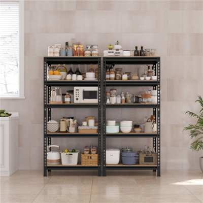 Yaheetech Black Set of 2 5-Tier Adjustable Metal Utility Shelves for Warehouse, Garage, Kitchen, Basement