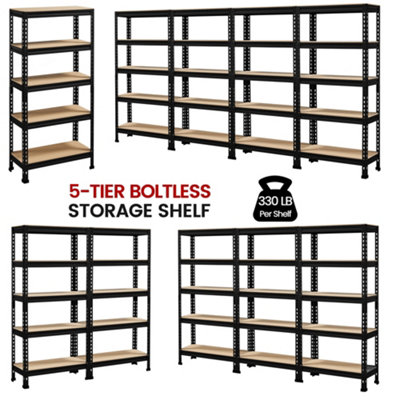 Yaheetech Black Set of 2 5-Tier Adjustable Metal Utility Shelves for Warehouse, Garage, Kitchen, Basement