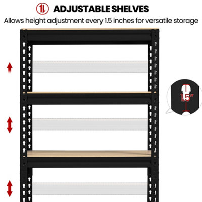 Yaheetech Black Set of 2 5-Tier Adjustable Metal Utility Shelves for Warehouse, Garage, Kitchen, Basement