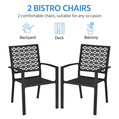 Yaheetech Black Set of 2 Outdoor Dining Chairs with Armrests - 4