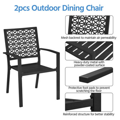 Yaheetech Black Set of 2 Outdoor Dining Chairs with Armrests - 5