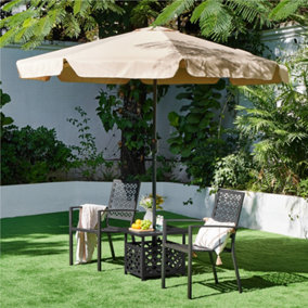 Yaheetech Black Set of 2 Outdoor Garden Dining Chairs of Metal Frame with Armrests