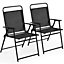 Yaheetech Black Set of 2 Outdoor Texteline Folding Dining Chairs with Backrest/ Armrests