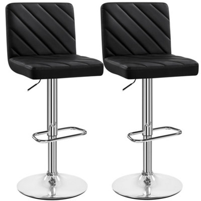 Yaheetech Black Set of 2 PU Leather Dining Chairs with Backrest