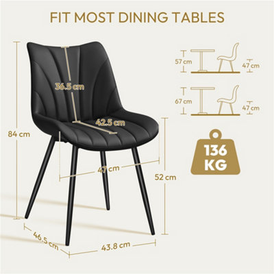 Yaheetech Black Set of 2 Upholstered Faux Leather Dining Chairs with ...