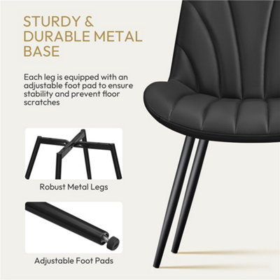 Yaheetech Black Set of 2 Upholstered Faux Leather Dining Chairs with ...