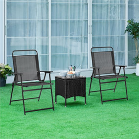 Yaheetech Black Set of 4 Outdoor Texteline Folding Dining Chairs