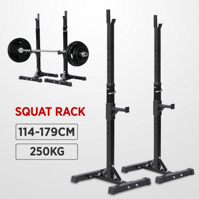 Yaheetech Black Solid Steel Adjustable Squat Rack for Home Gym