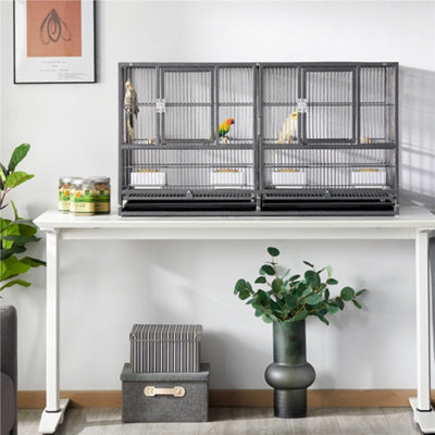 Yaheetech Black Stackable Wide Bird Cage Divided Breeder Cage