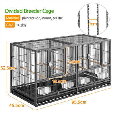 Yaheetech Black Stackable Wide Bird Cage Divided Breeder Cage - 3