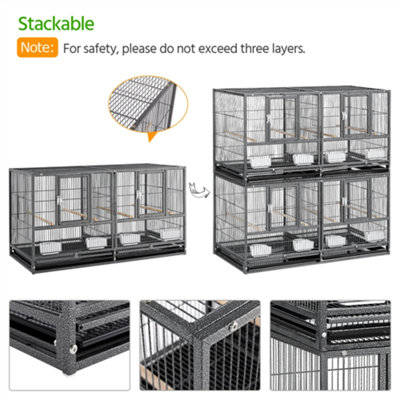 Yaheetech Black Stackable Wide Bird Cage Divided Breeder Cage