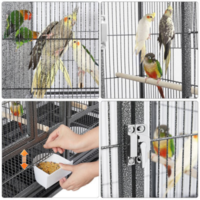 Yaheetech Black Stackable Wide Bird Cage Divided Breeder Cage - 6