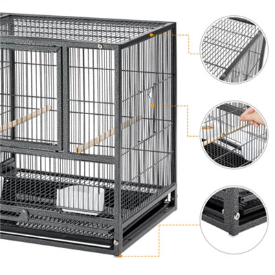 Yaheetech Black Stackable Wide Bird Cage Divided Breeder Cage - 8