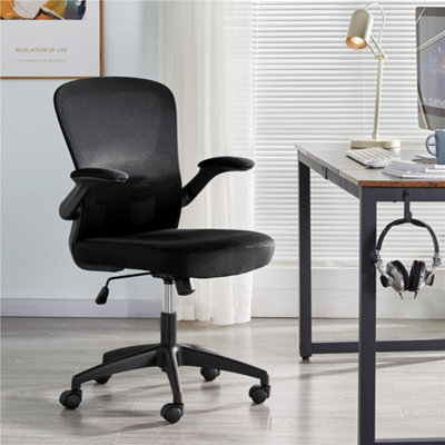 Yaheetech Black Swivel Mesh Office Chair with Armrests