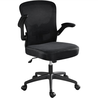 Yaheetech Black Swivel Mesh Office Chair with Armrests