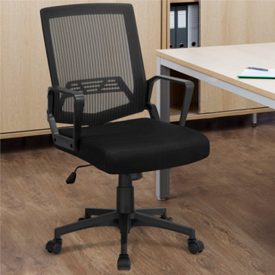 Yaheetech Black Swivel Mid-back Mesh Office Chair