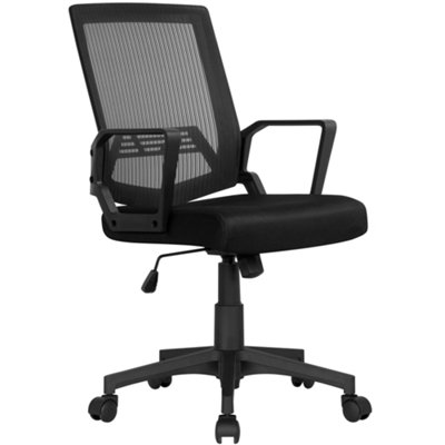 Yaheetech Black Swivel Mid-back Mesh Office Chair