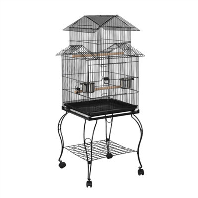 Picture Idea: Yaheetech Black Triple Roof Rolling Bird Cage Metal Parrot Cage